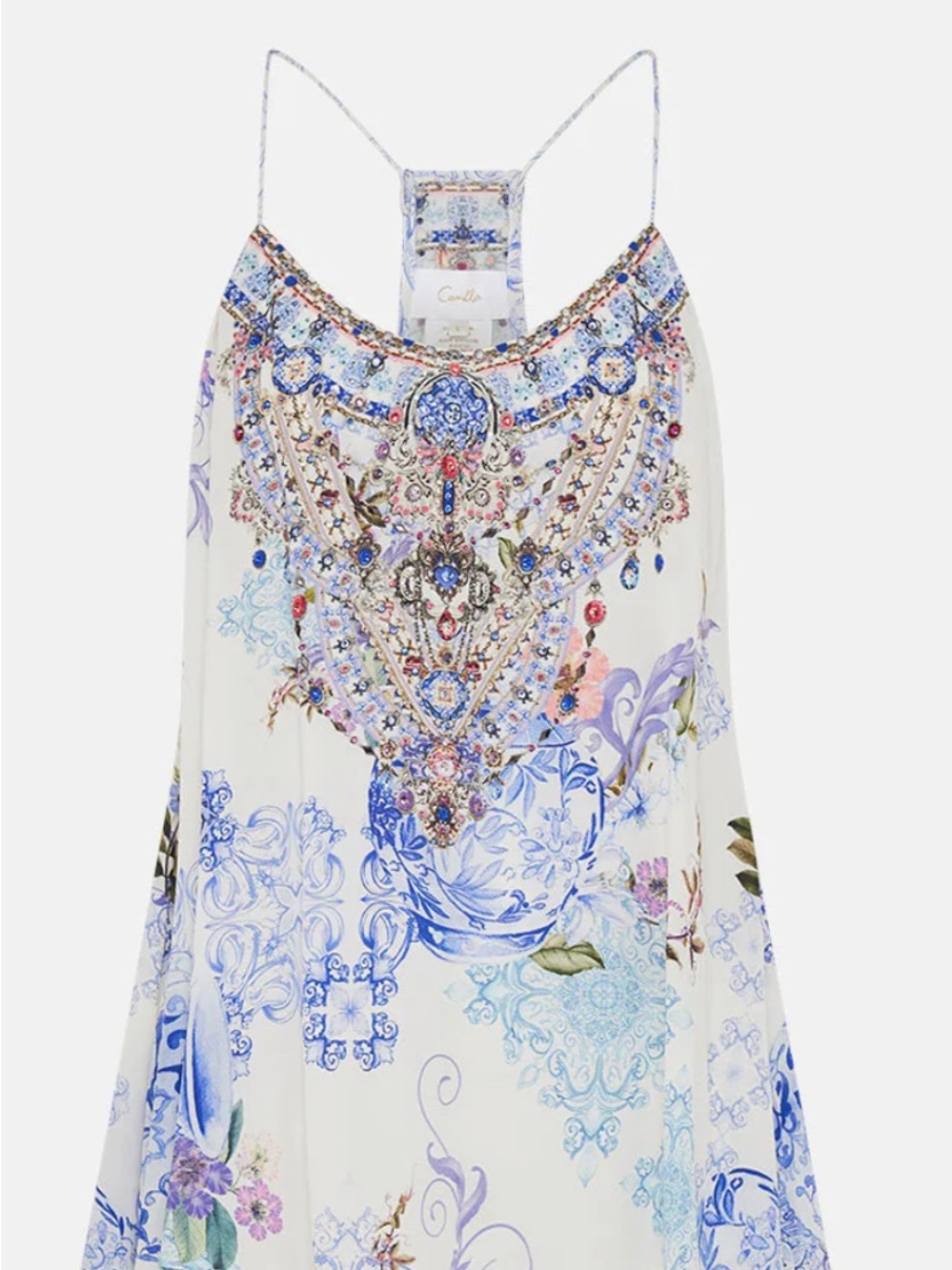 Camilla Women's White Floral Beaded Halter Top
